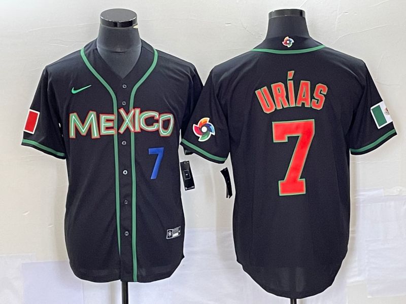 Men 2023 World Cub Mexico #7 Urias Black red Nike MLB Jersey9->more jerseys->MLB Jersey